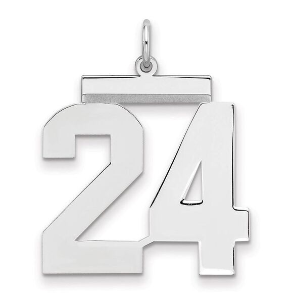 Sterling Silver, Athletic Collection, Large Polished Number 24 Pendant - Picture 1 of 3